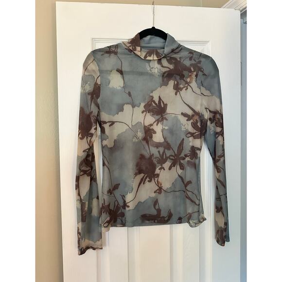 Anthropologie Tops - Anthropologie Mesh Mock Neck Sheer Long Sleeve Top Layering Festival Rave Grunge